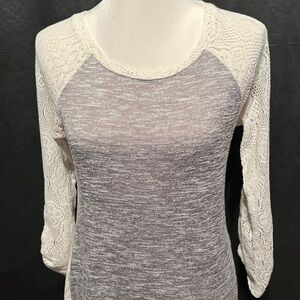 Slub Knit & Lace Baseball Tunic